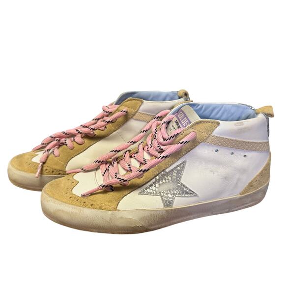 Golden Goose Silver Metallic Glitter Color Block Pattern High Top Sneakers 9 - Picture 1 of 9